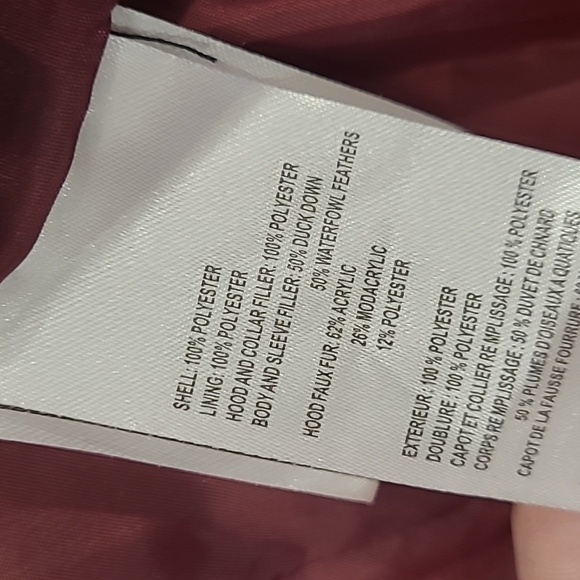 Calvin KLEIN women's LONG QUILTED FAUX FUR HOODED Burgundy PARKA XL - Picture 12 of 15